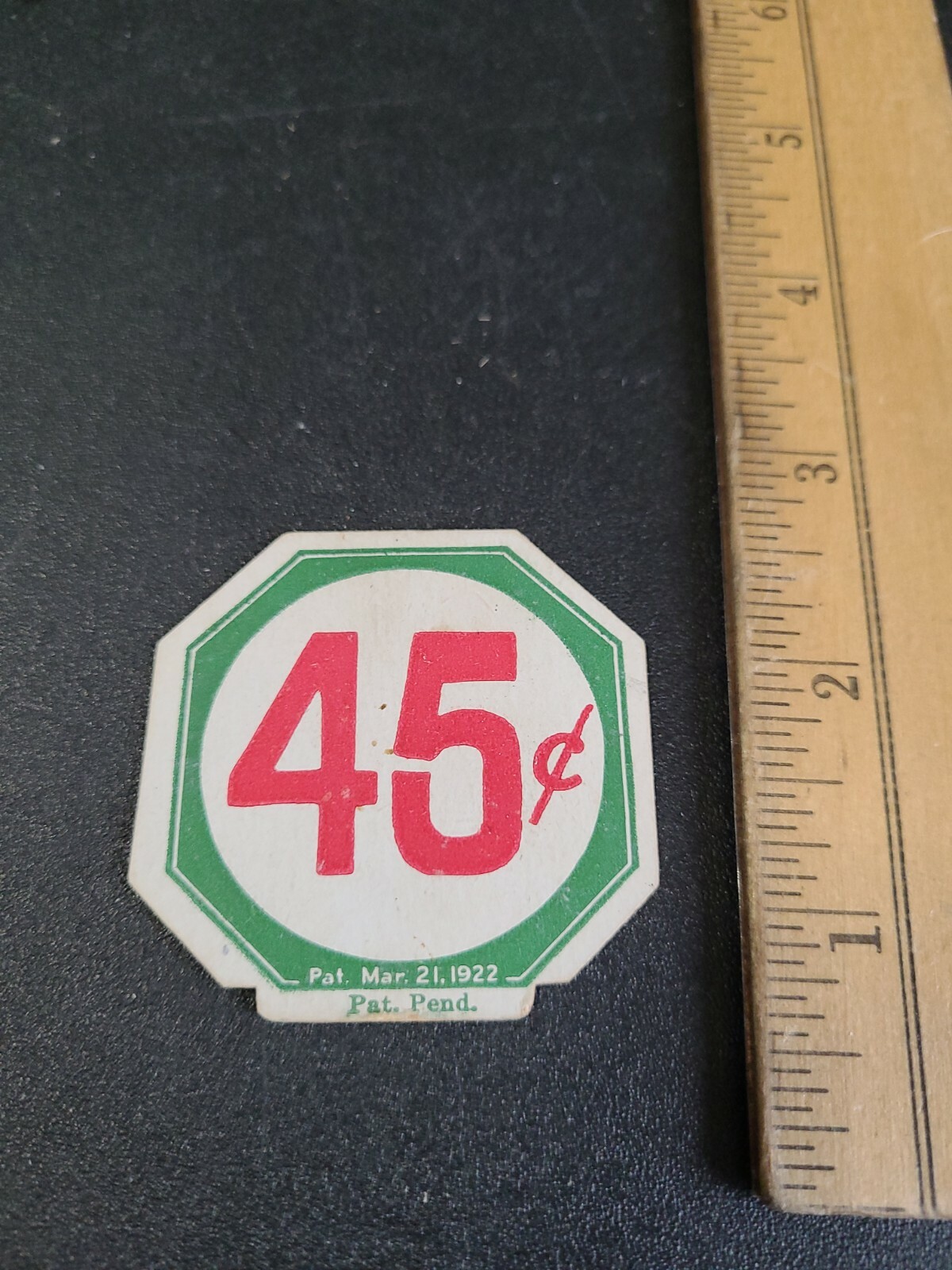 Vintage 1922 Country Store Shelf Price Tag 2×2 45c