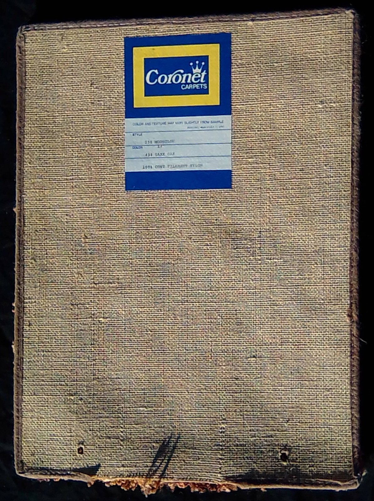 NOS 1970s Coronet Carpet Sample Dark Oak Moonglow Retro Psychedelic Swatch 18×14