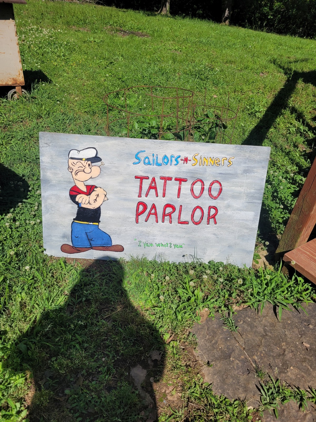 42×24 Folk Art Tattoo Shop Parlor Sign Popeye The Sailor Man Advertising Display