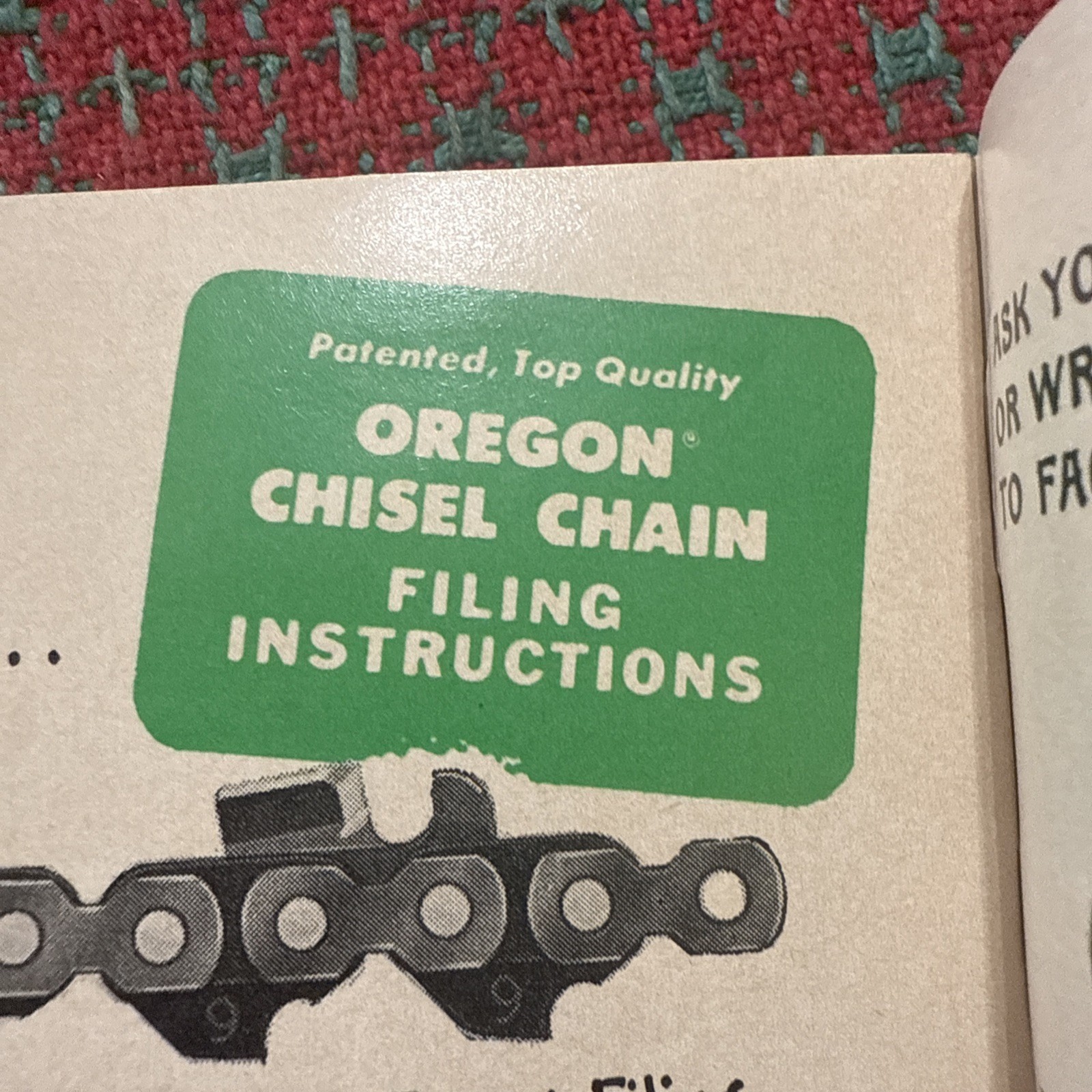 VINTAGE OREGON CHAINSAW Book Filing Maintenance Advertising RARE USA 🇺🇸 Early