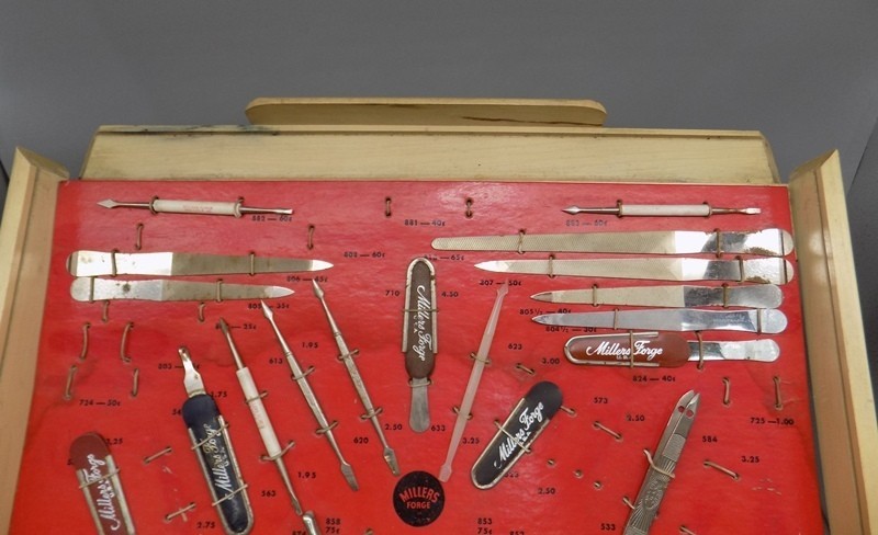Vintage Millers Forge Store Counter Display 2 Drawer w/ Implements Pharmacy