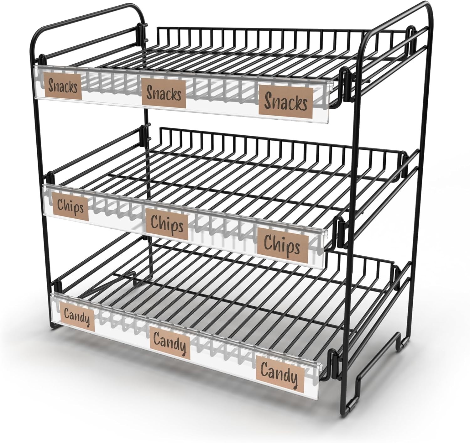 Elegant Black 3-Tier Candy Display Rack – Perfect for Food Vendors & Home Use
