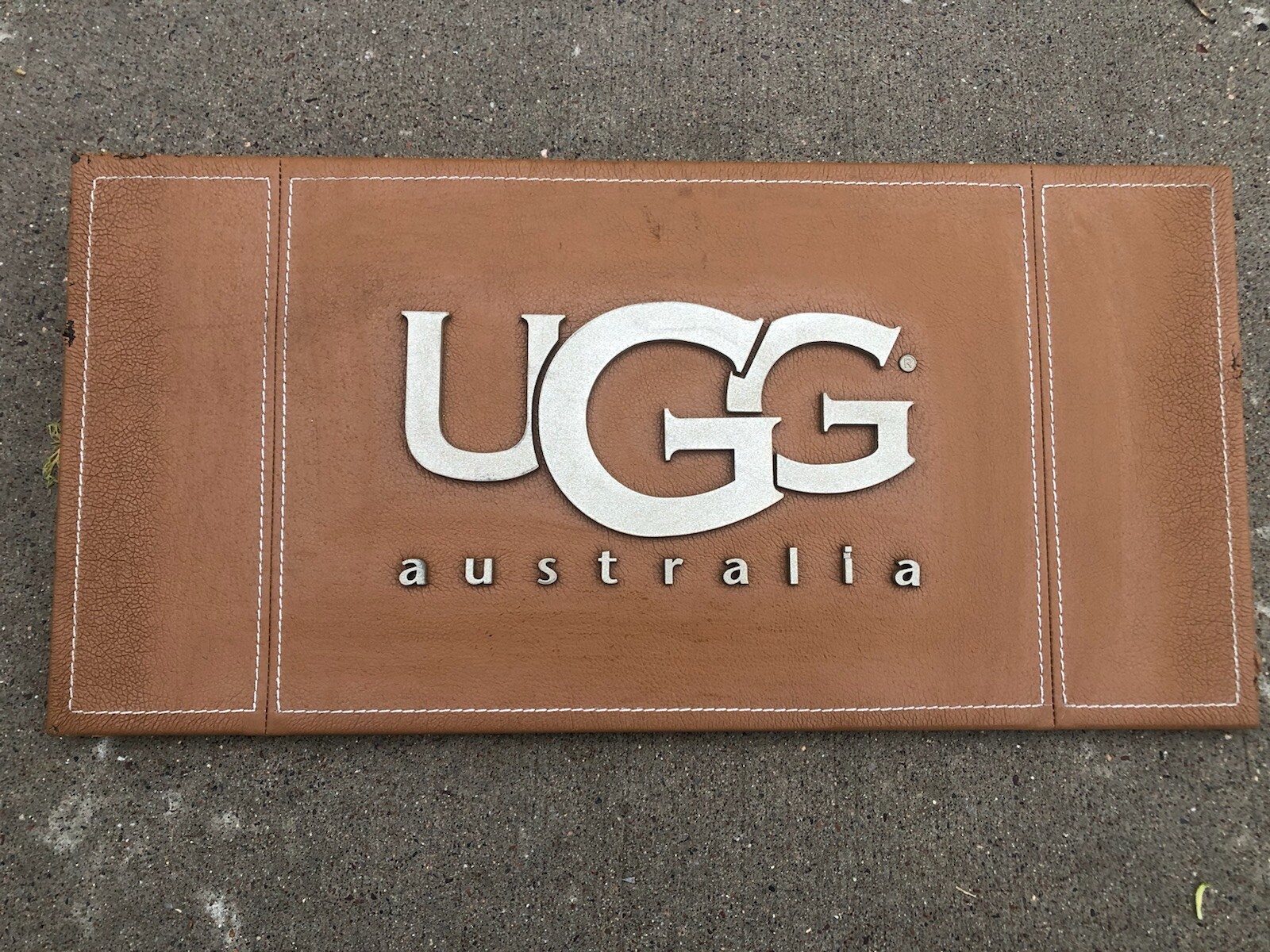 Rare Authentic UGG Australia Store Advertising Sign Heavy Metal And Leather