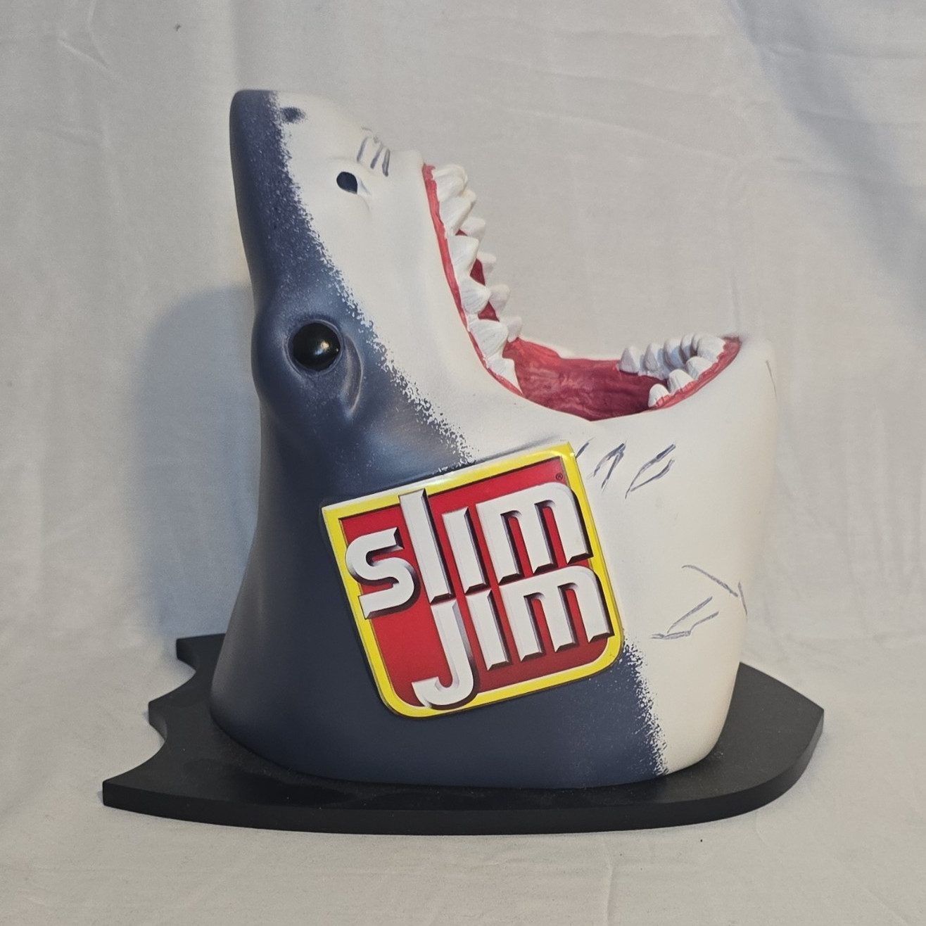 Slim Jim Shark Head Store Display Advertising Collectible White Blue Red Black