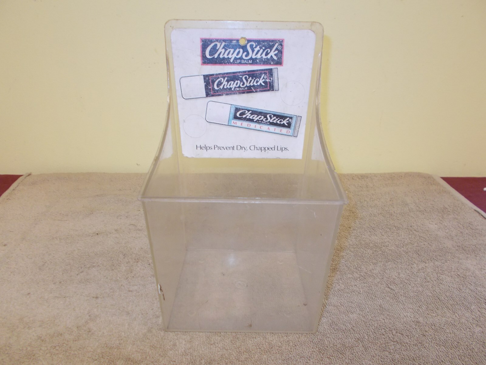 VINTAGE CHAP STICK COUNTER TOP STORE DISPLAY PLASTIC CONTAINER ADVERTIZING SIGN