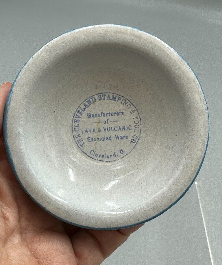 Antique SALESMAN SAMPLE Lava Volcanic ENAMEL WARE Graniteware Advertising Bowl