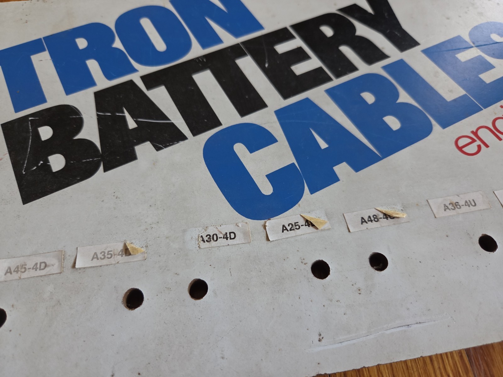 VTG Ektron Battery Cables Standard Advertising Masonite Store Display Sign 9×23″