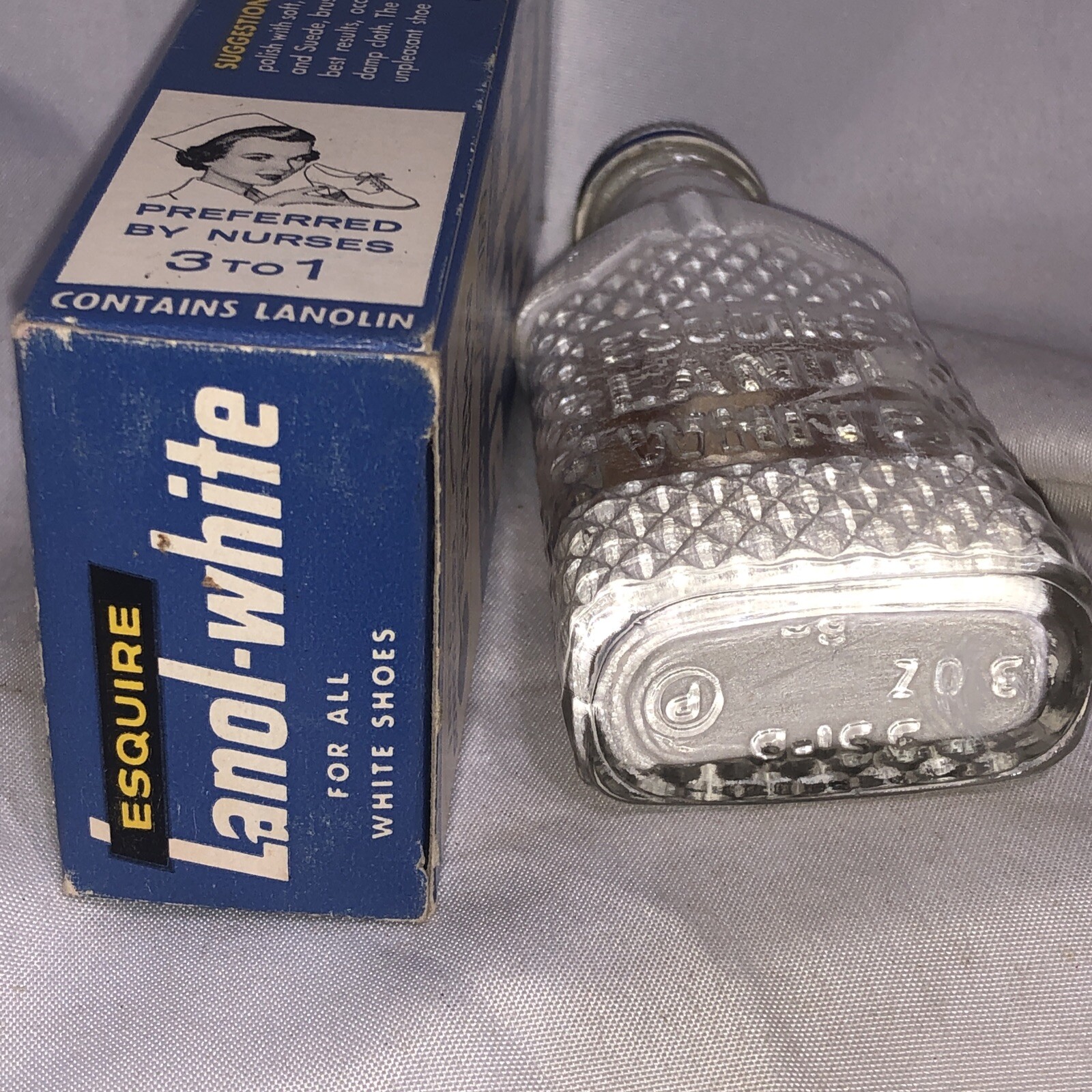 Vtg Old Advertising Esquire Lanol White Shoe Polish Baby Nurses Original Box/1c