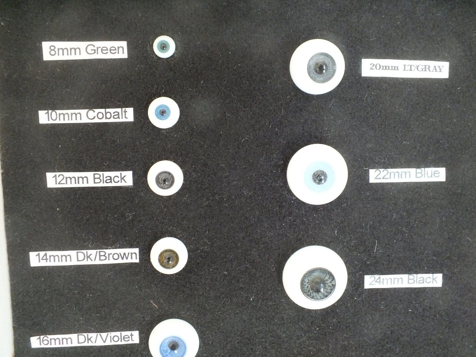 GLASS PAPERWEIGHT DOLL EYES eyeball Store DISPLAY cardboard glass front case vtg