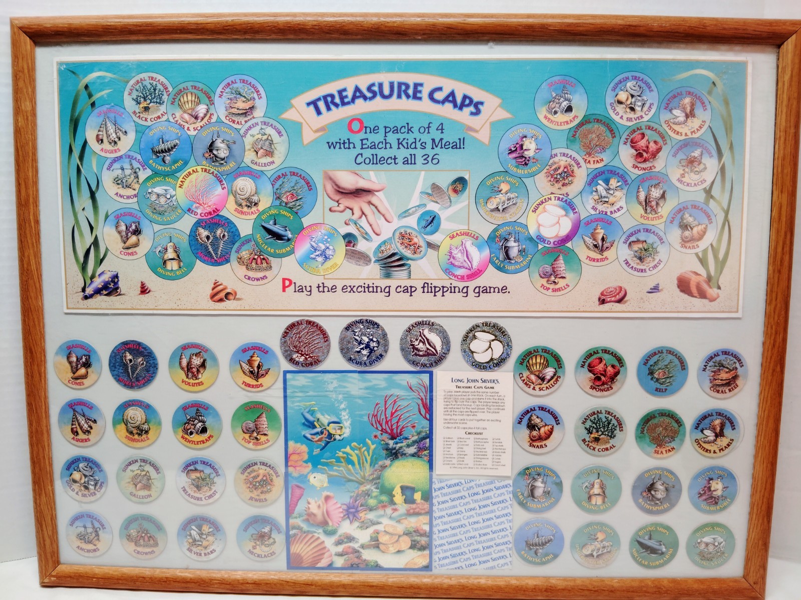 Vintage 94 LONG JOHN SILVERS Store Display Treasure Caps Restaurant Advertising