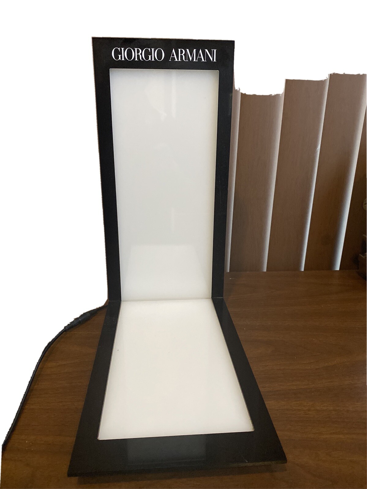 GIORGIO ARMANI 1 PIECE LOGO DISPLAY IN BLACK PLEXIGLASS WITH Light