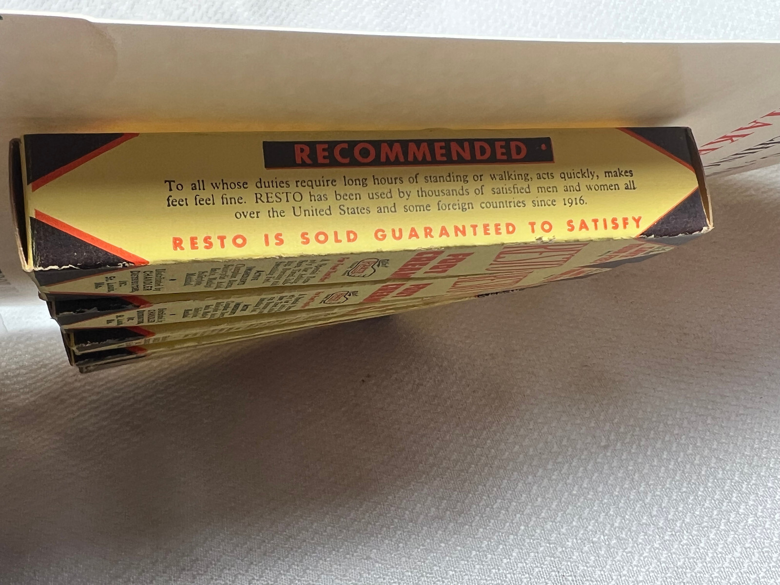 Vtg Resto Foot Cream 8 Empty Packs On Display Point Of Sale Board Chandler Dist.