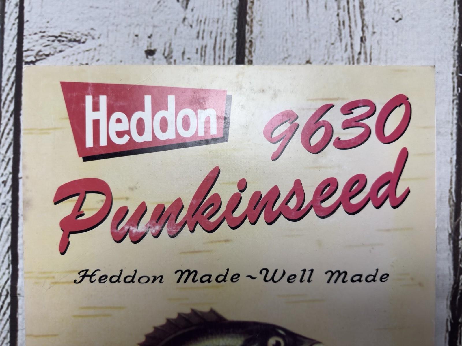 VTG Heddon 9630 Punkinseed Baits Lures Cardboard Easel Back Store Sign Display