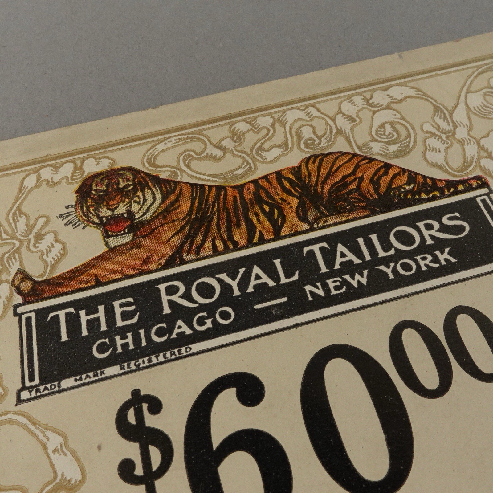 Vintage Royal Tailors Chicago New York Store Display Signs Lot Suit Tiger Cards