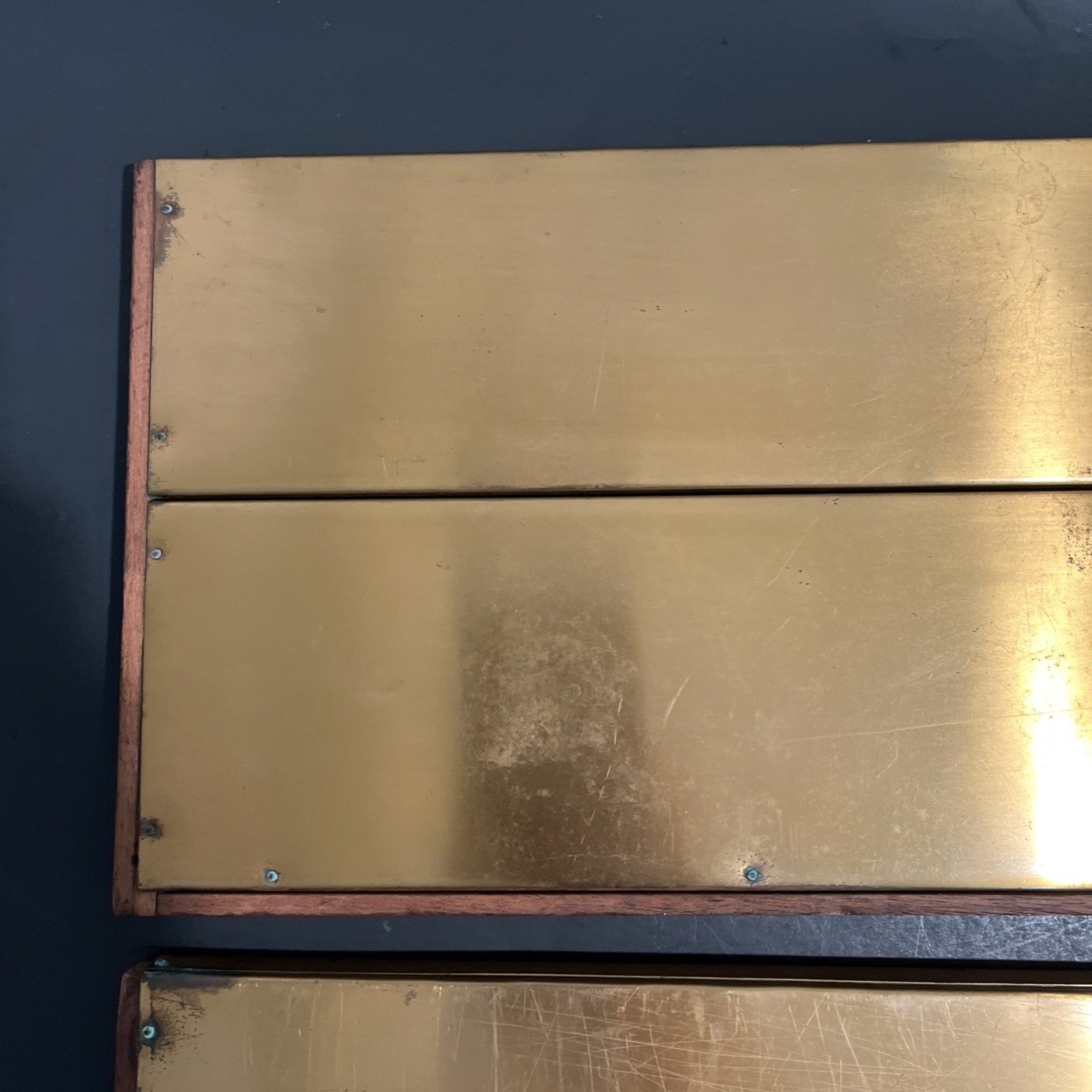 Vintage Sheafer’s Display Trays lot of 2 Wood Metal, as is, rough shape