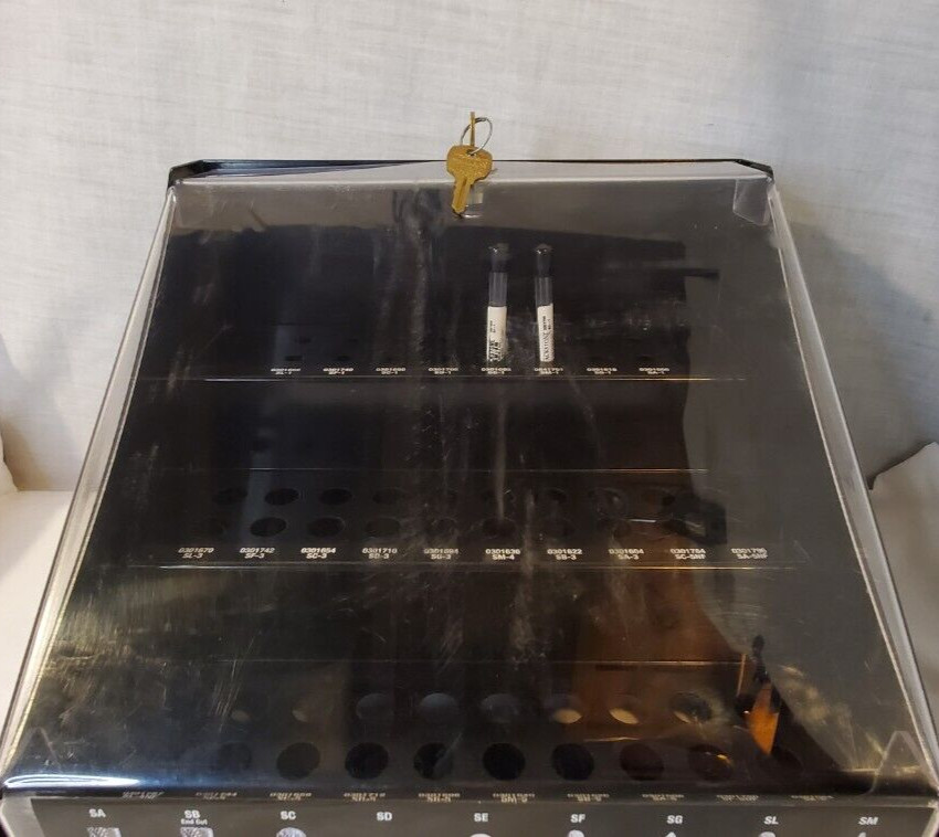 Blackstone Locking Rotary File/Bur Display Stand Metal Shop Organizer w/Keys