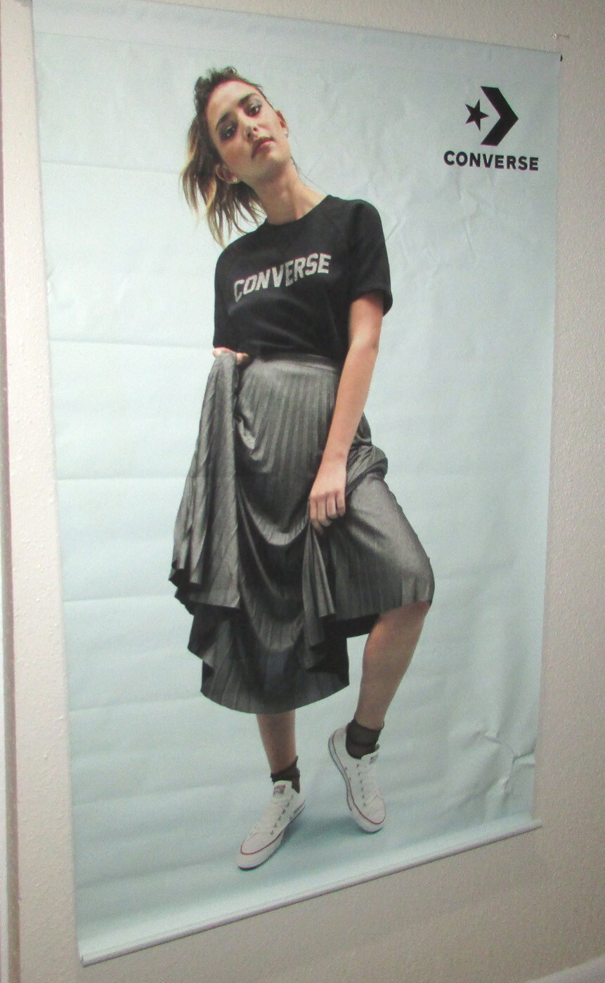 Converse All Star White Shoes Store Display Vinyl Poster Banner Promo 2 Sided