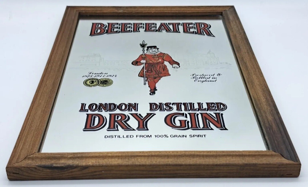 MIRROR FRAME-BEEFEATER LONDON DISTILLED GIN-MIRROR PAINTING PICTURES-VINTAGE