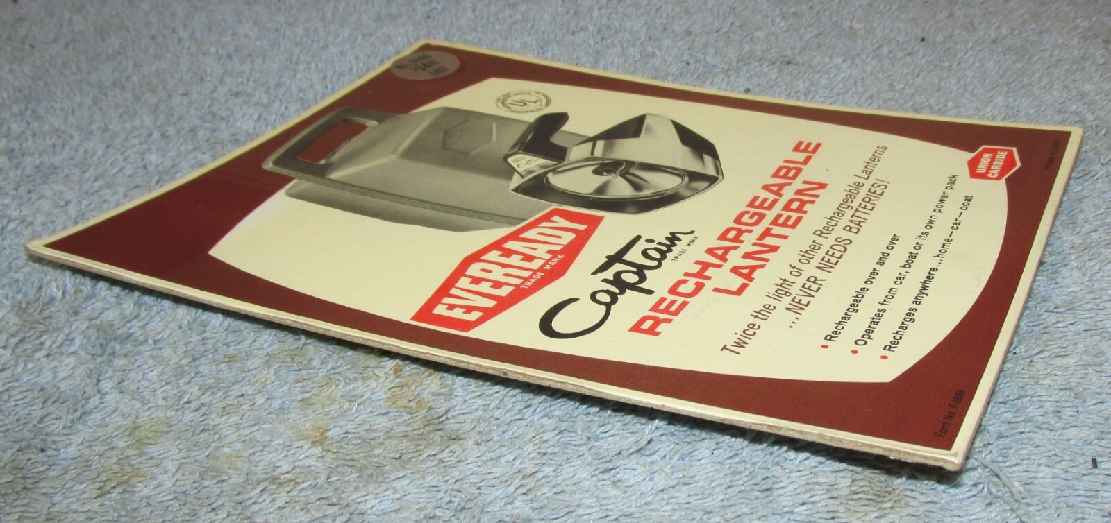 Vintage EVEREADY CAPTAIN Lantern Cardboard Store Counter Display Stand Up J0446