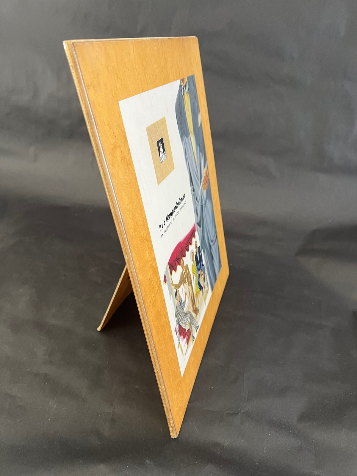 VTG KUPPENENHEIMER 1940s COUNTER STANDING STORE ADVERTISING DISPLAY WOOD/ACRYLIC