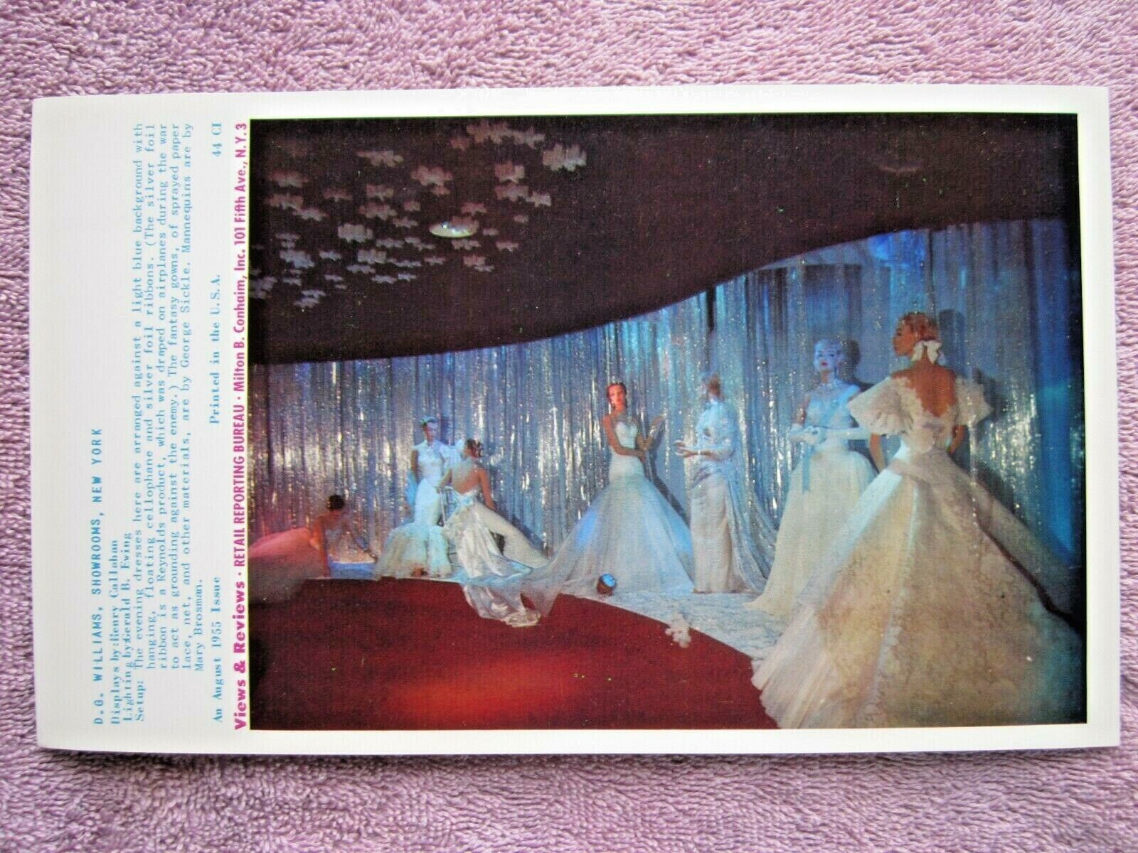 1955 D.G. WILLIAMS STORE WINDOW DISPLAY EVENING DRESSES PHOTOGRAPH PRINT #218