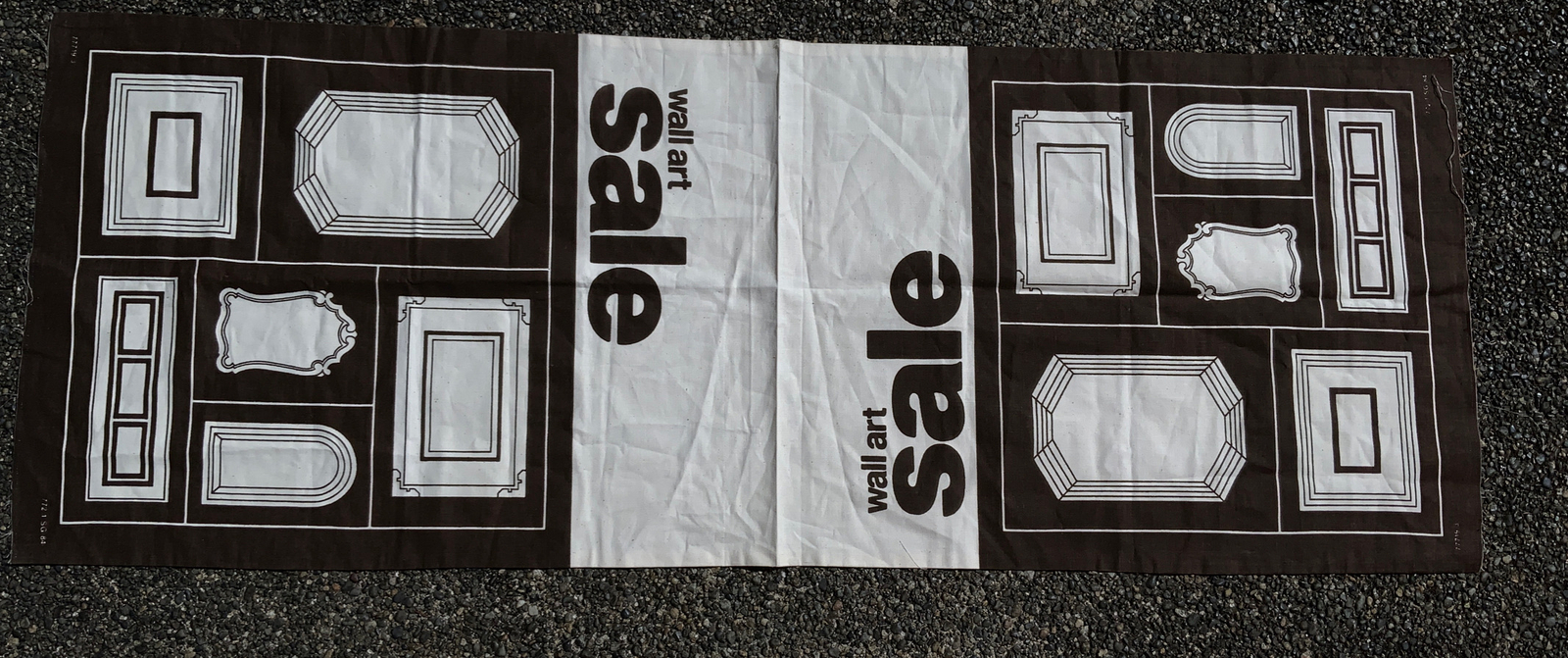 Vtg 80s 90s Retro Wall Art Sale Canvas Advertising Display Banner Brown 60”x22”