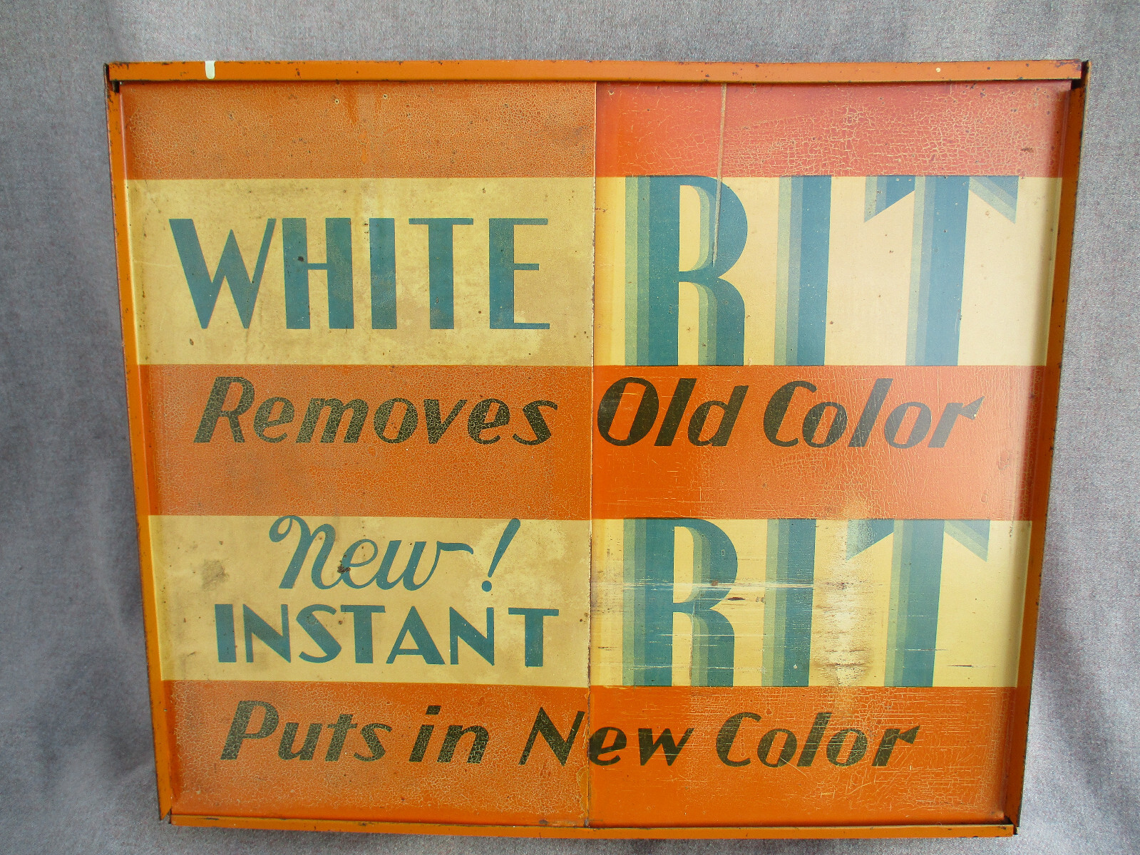 VINTAGE ANTIQUE TIN LITHO RIT DYE STORE COUNTERTOP DISPLAY CABINET