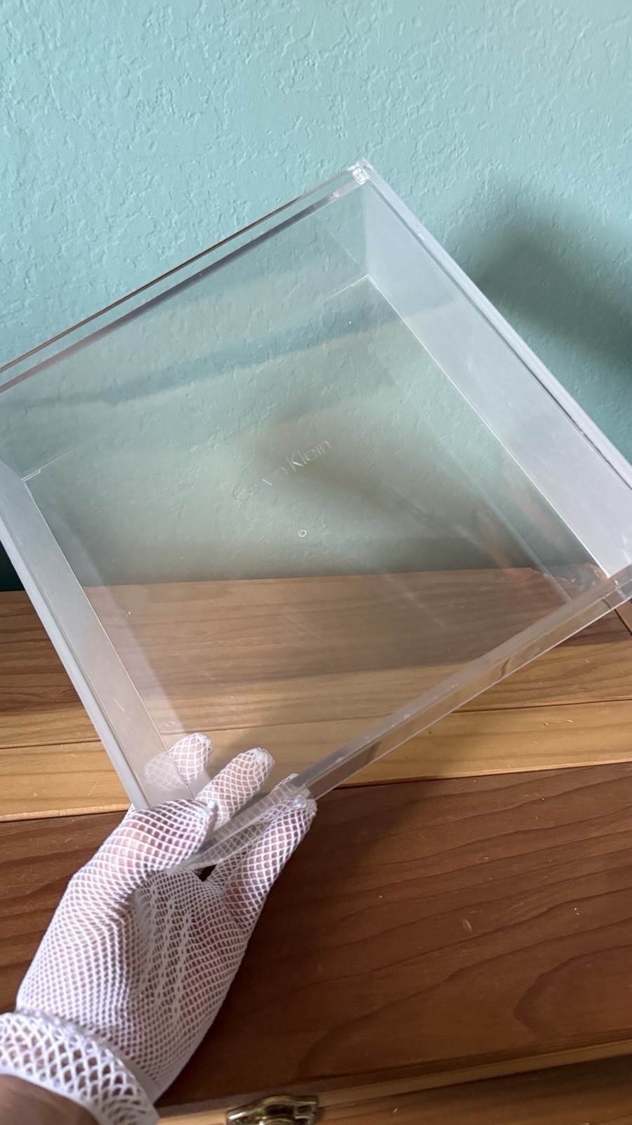 Calvin Klein Clear Acrylic Display Box Store Fixture Tray 9.75” x 9.75” x 3.3”