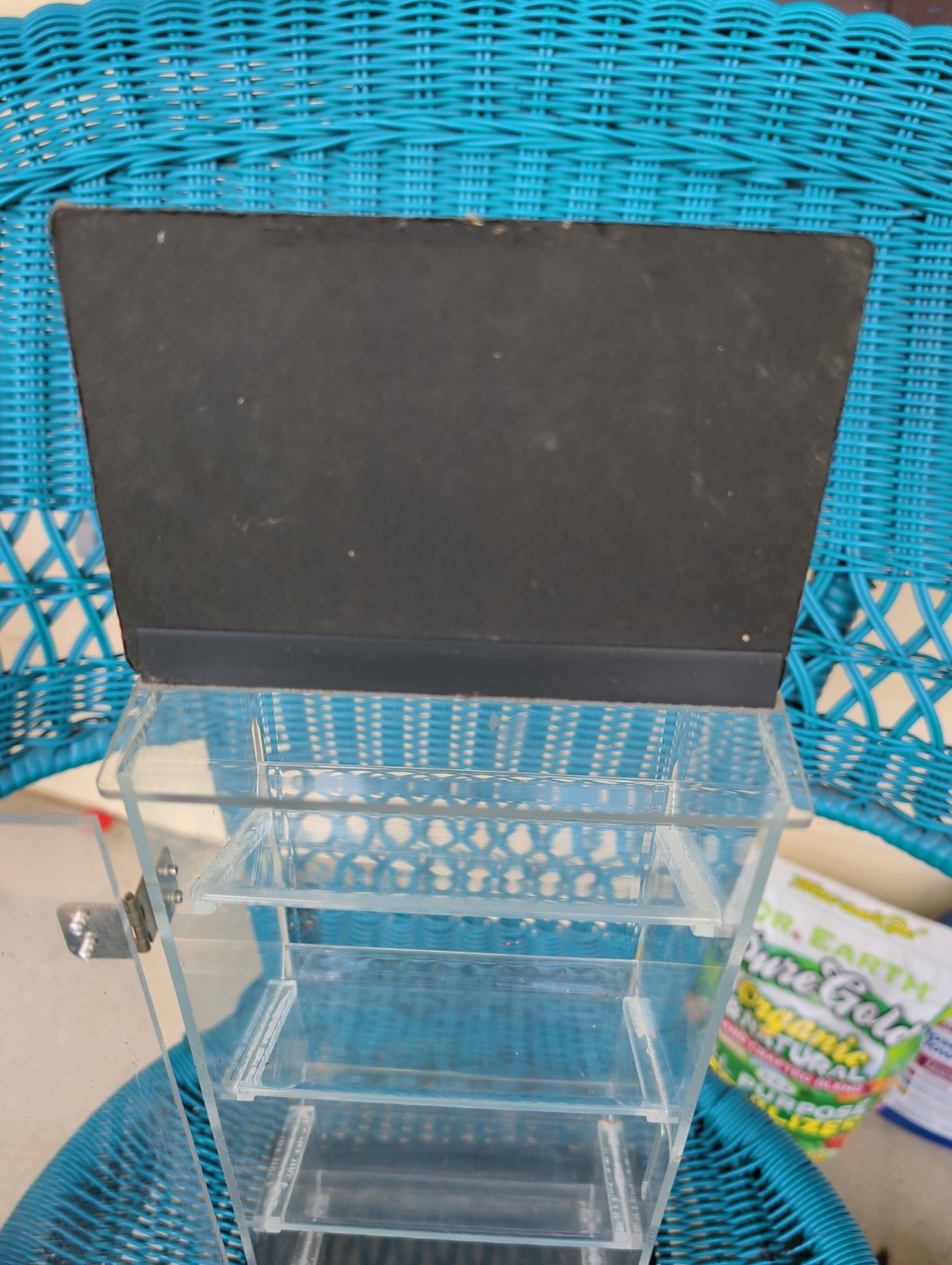 Vintage Zippo 20″ Store Display With Sign No Key Locking Clear Black 4 Panel…