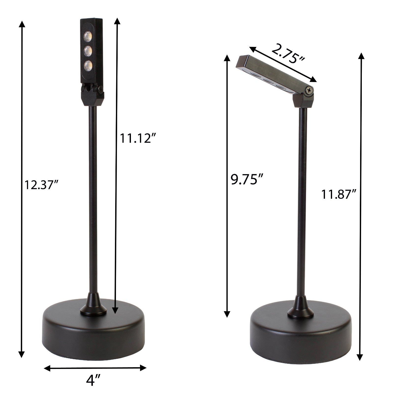 2x Showcase LED pole light 4000K with base for display case trade show retail