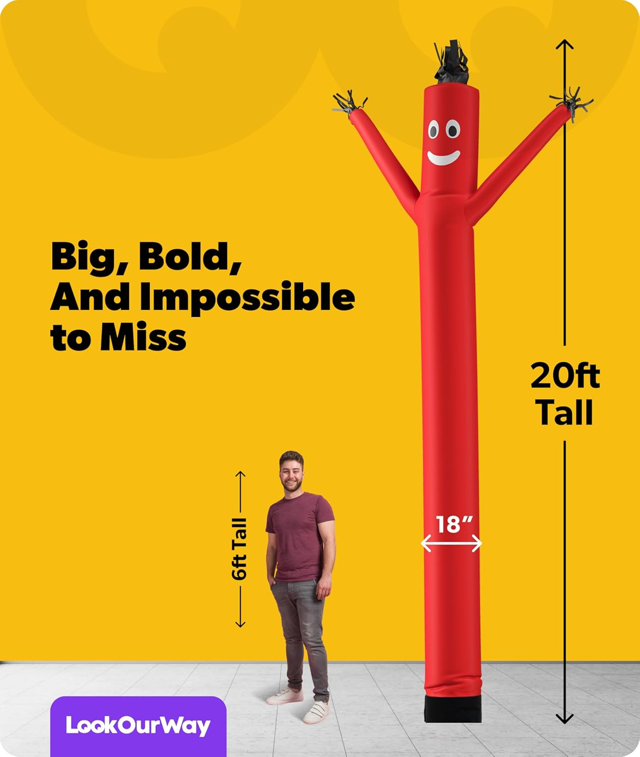 Air Dancers Inflatable Tube Man Attachment – 20 Feet Tall Wacky Waving Inflatabl