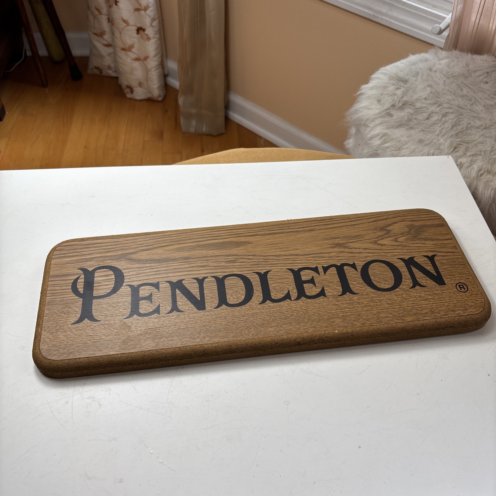 Used Pendleton Woolen Mills Wood Store Display Sign Advertisement Rare 70s