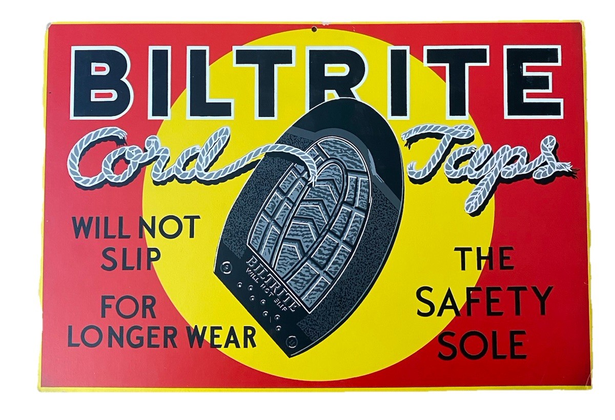 Vtg Biltrite safety shoe sole Advertising Standee Sign 40s cardboard litho 50s