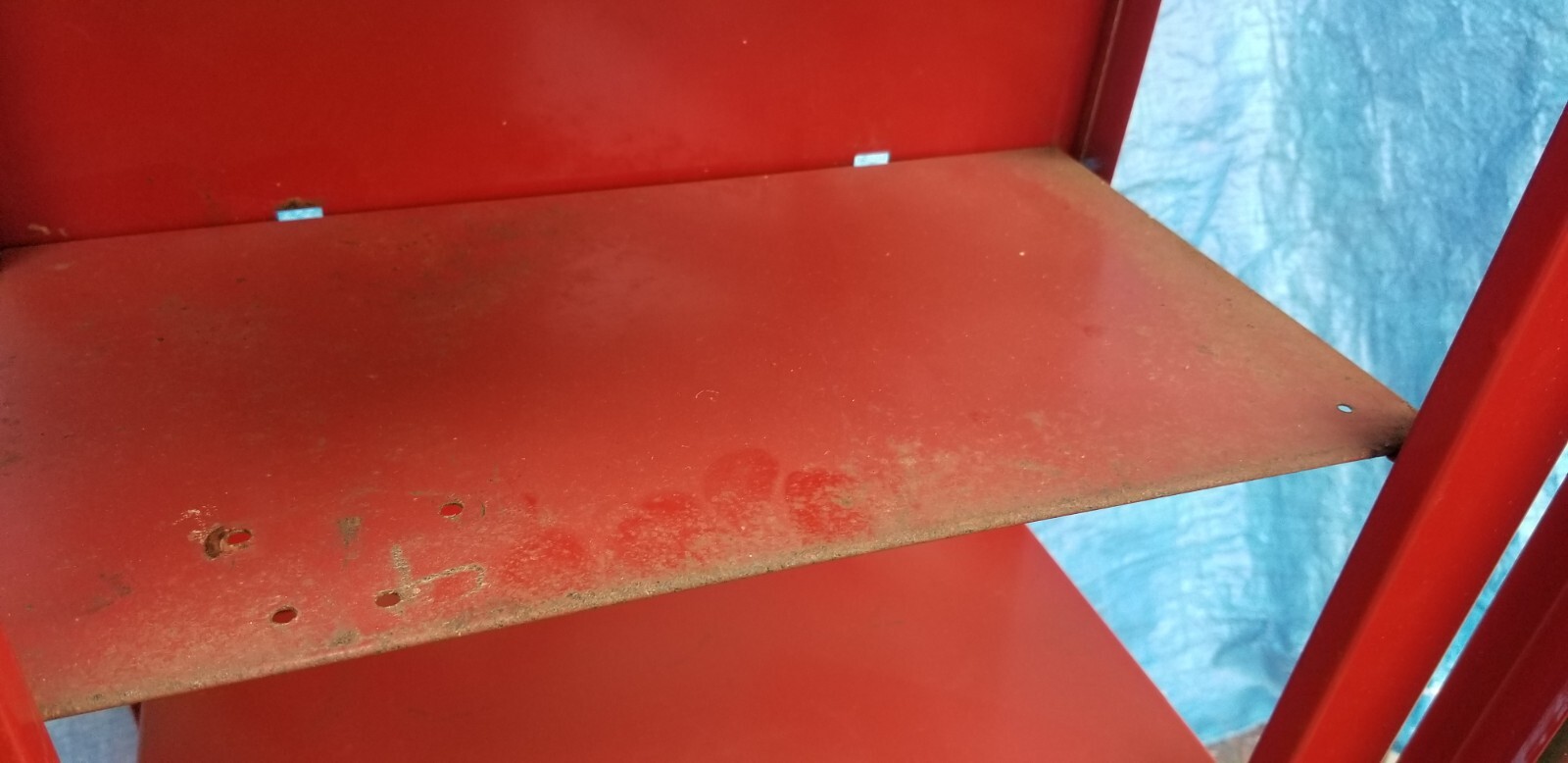 Vintage Red Lance Metal Display Case w 3 Shelves