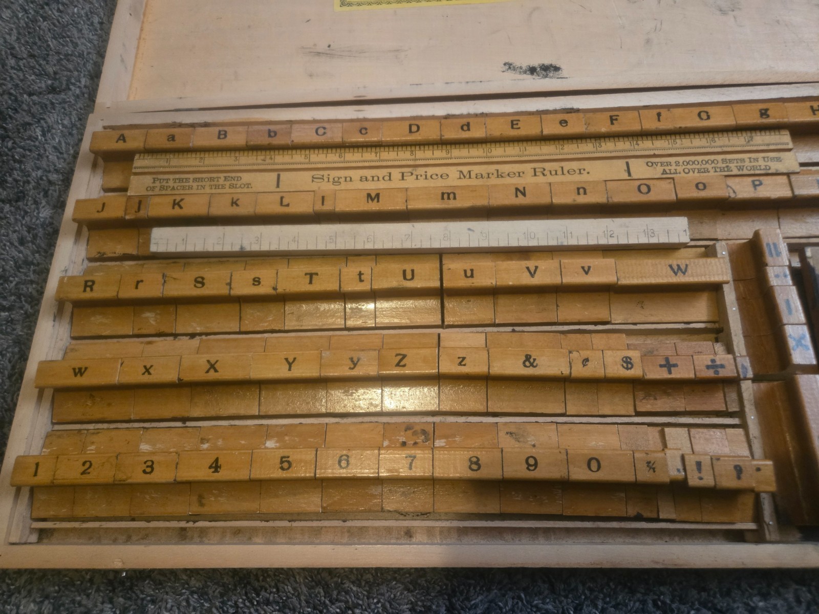 Vintage Fulton Sign & Price Marker Set Wooden Letterpress Kit Complete Box