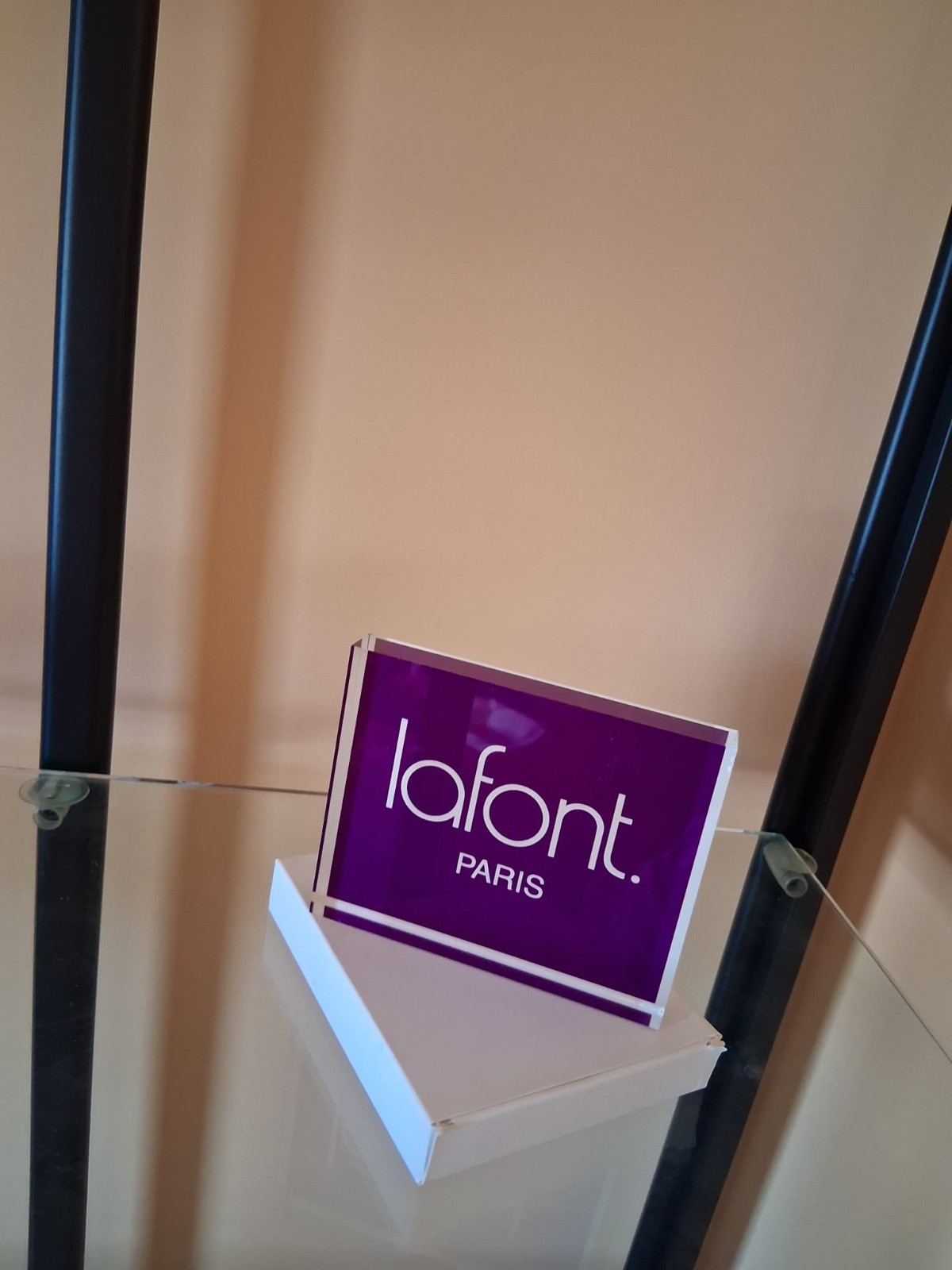 NEW LAFONT PARIS SUNGLASSES & EYEGLASSES LOGO DISPLAY SIGN, PURPLE WEIGHT 4.5 OZ