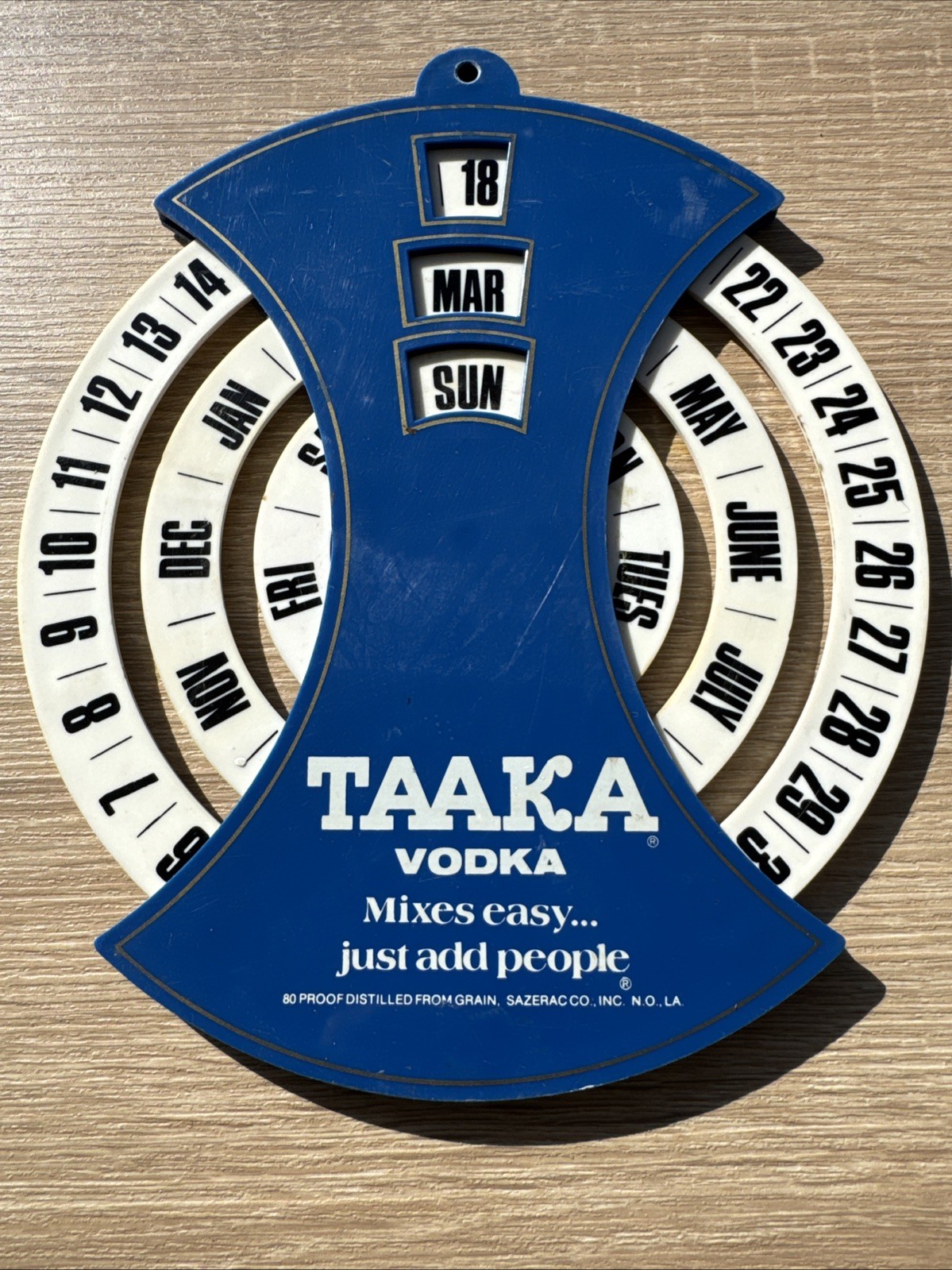 Vintage Vodka Advertising Display Plastic Calendar Sign Taaka