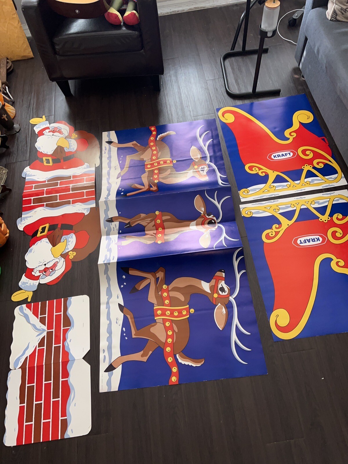 Vintage 1985 Kraft Inc Santa Christmas Reindeer POS Store Advertising Display