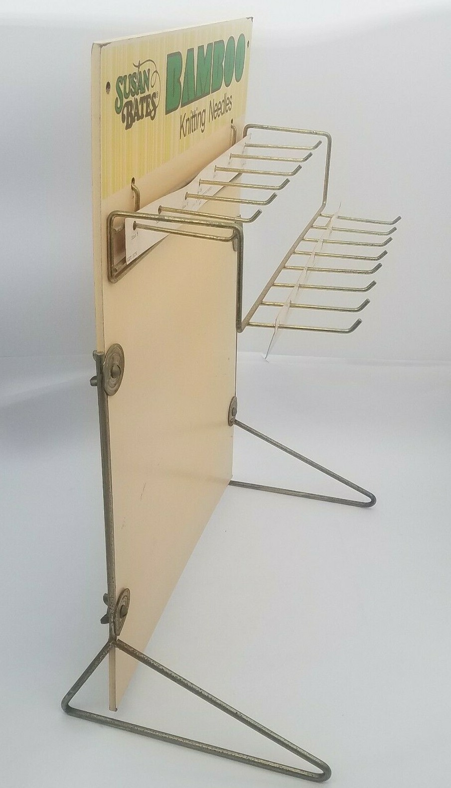 Vintage Susan Bates Bamboo Knitting Needle Metal Counter Top Store Display