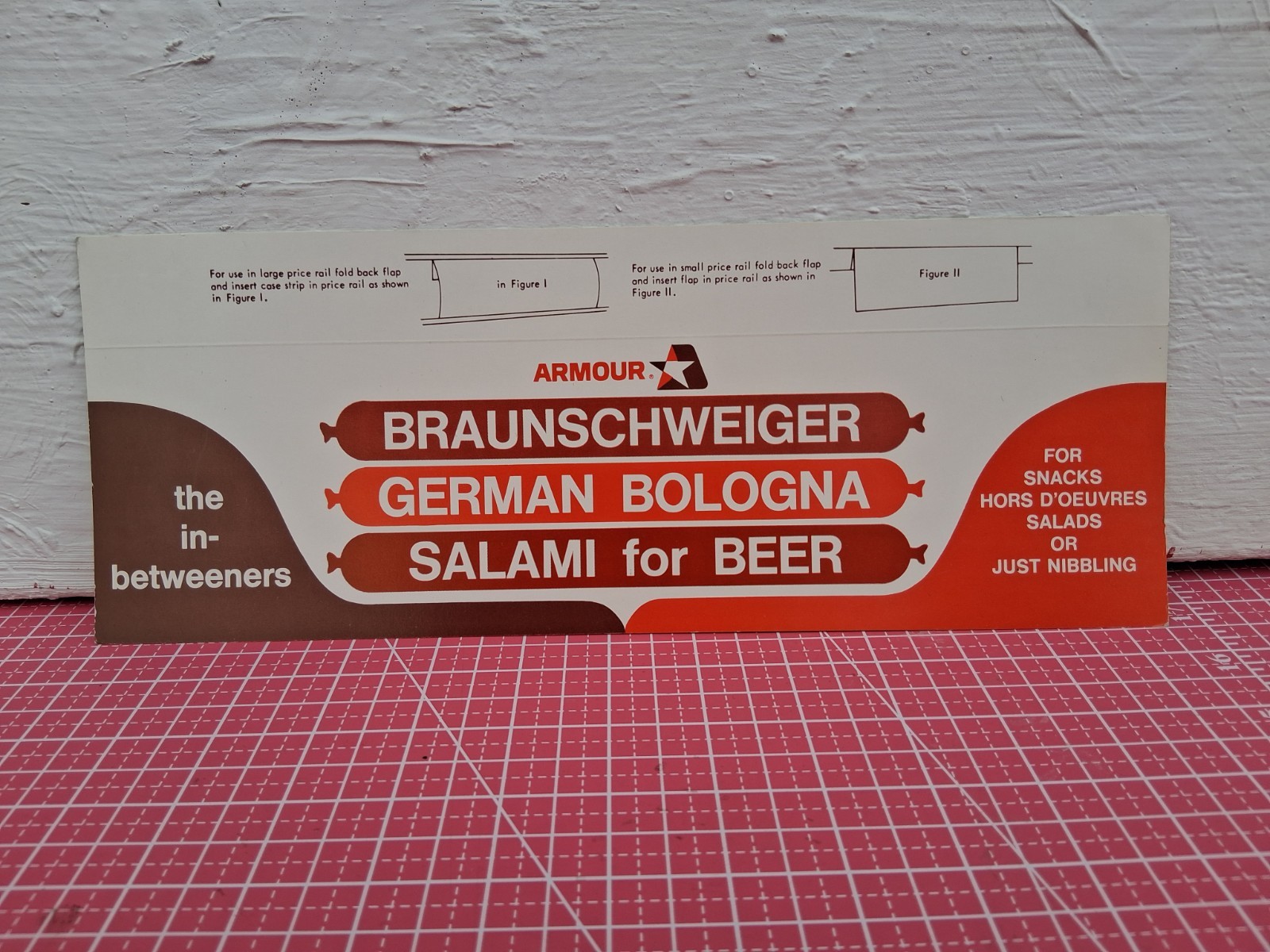 RARE VINTAGE 1970’s Armour’s Braunschwieger Cardboard Display Advertising Sign