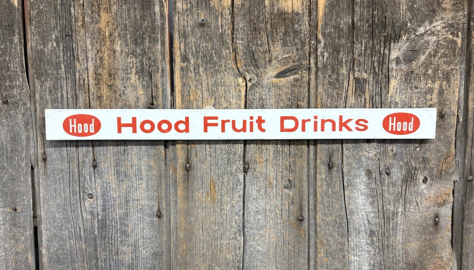 Vintage Hood Dairy Fruit Drinks Grocery Store Advertising Display Rack Sign