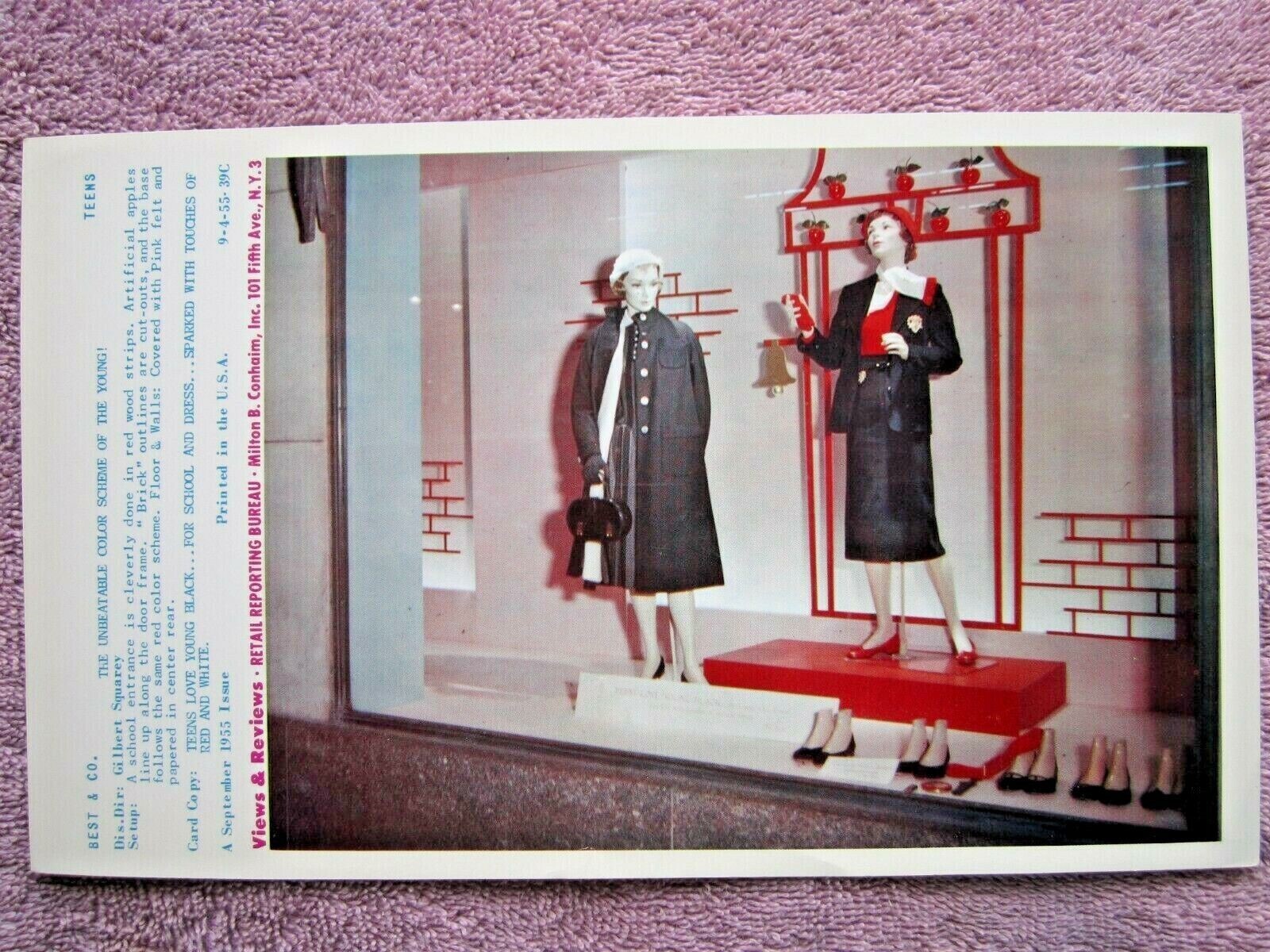 1955 BEST & Co. STORE WINDOW DISPLAY TEEN DRESSES PHOTOGRAPH PRINT #192