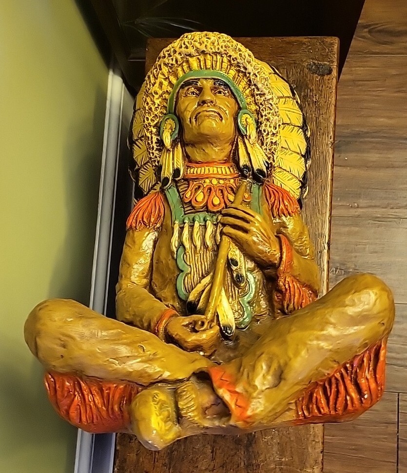 LARGE 1973 Cigar Store Native American Statue Chalkware Plaster Vaughn Kendrick