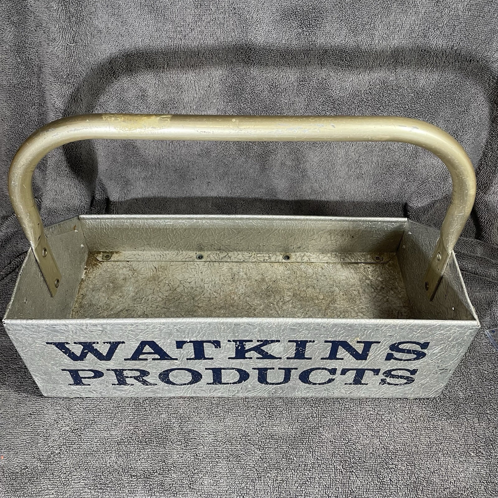 Watkins Products Silver Salesman Samples Metal Carrier Display Tray Vintage
