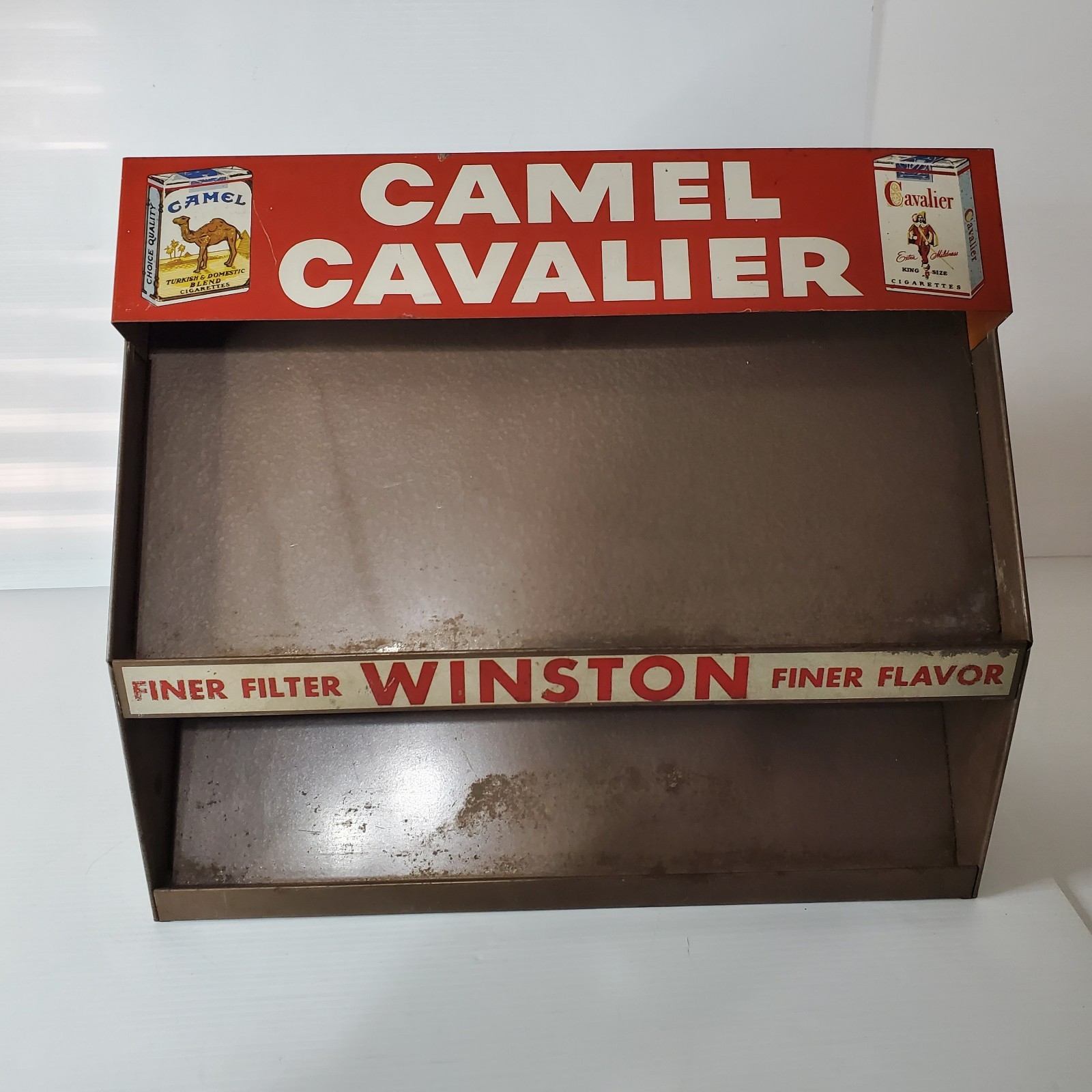Vintage Metal Cigarette Store Display Rack Camel Cavalier Winston Fine Filter