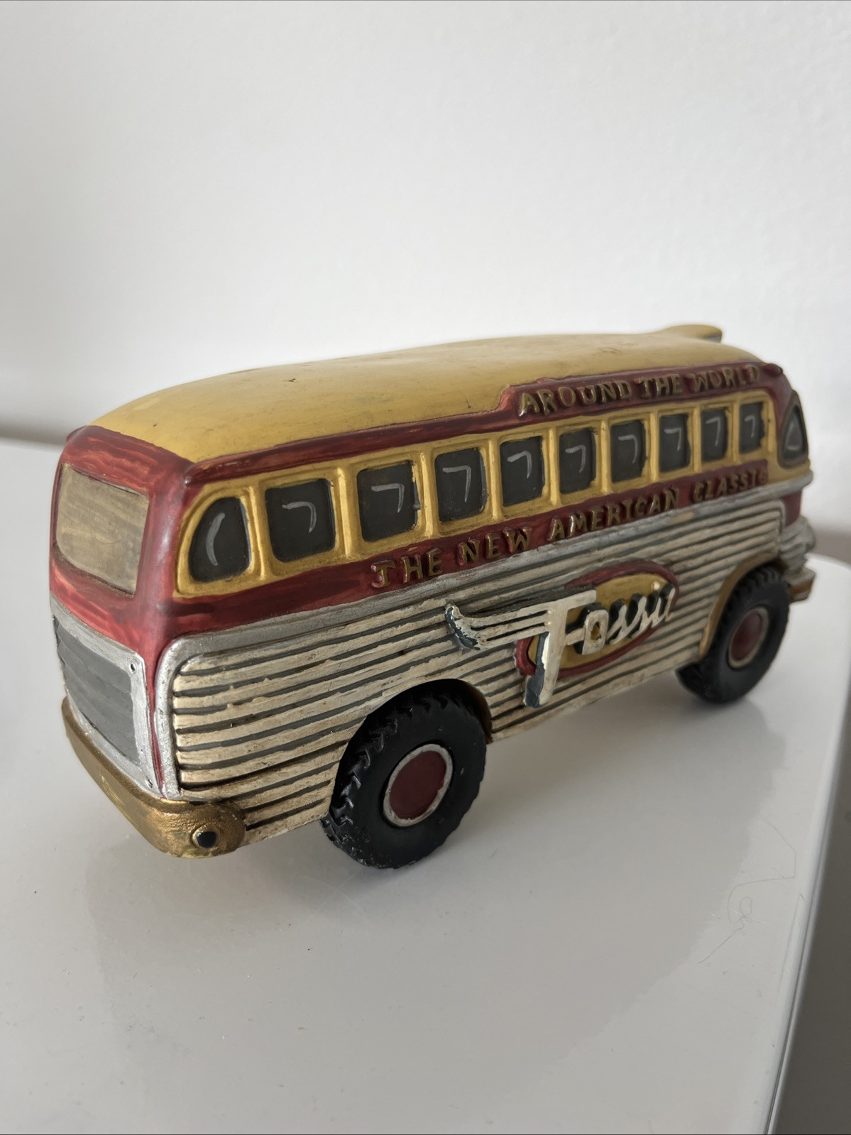 FOSSIL Watch Around The World American Classic Yellow Bus Vehicle Watch Display