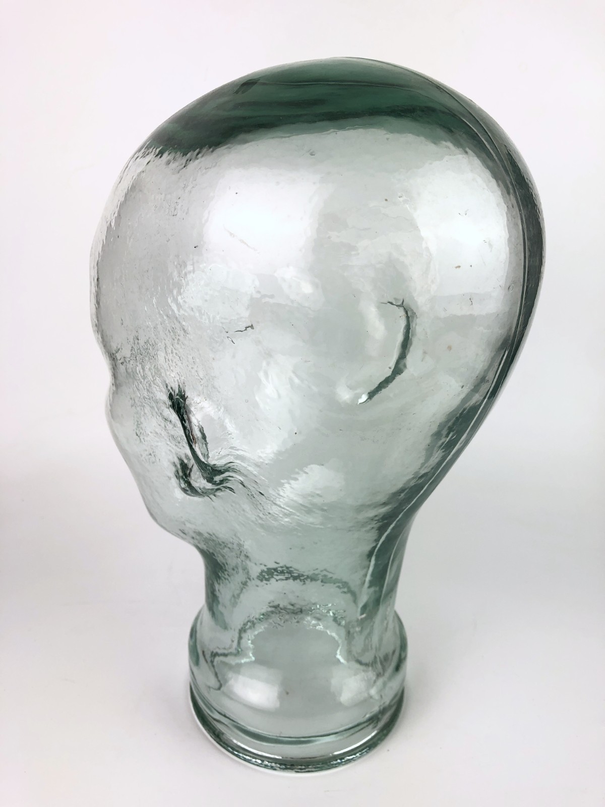 Vintage Green Glass Head Mannequin Wig Hat Display Stand 11.25″