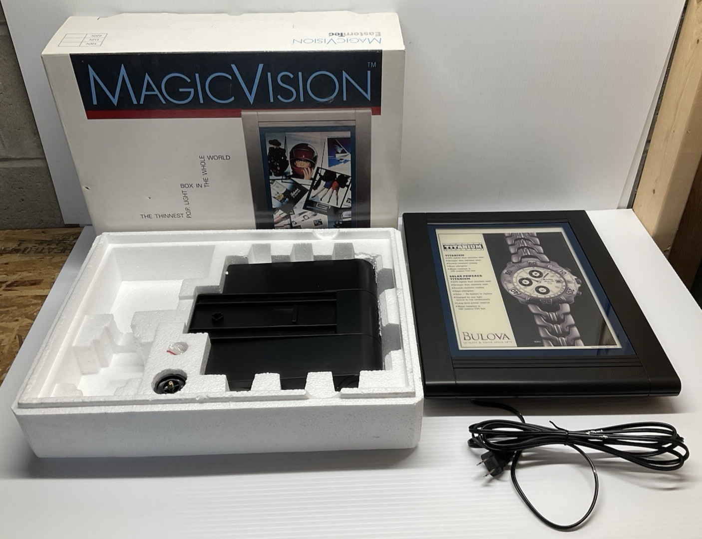 NIB Bulova MagicVision Lighted Display Advertisement For Titanium Watch 96B11