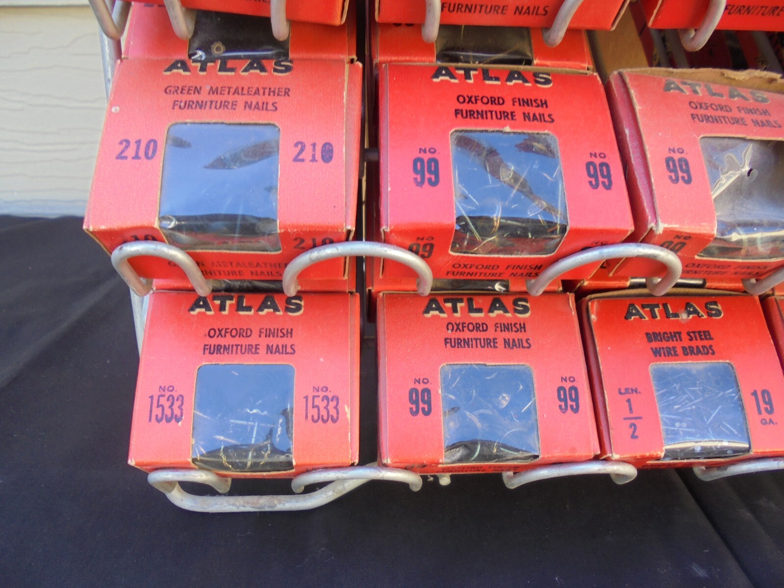 Atlas Tack And Nail Countertop Display Rack Metal Advertising Sign & Nails Tacks