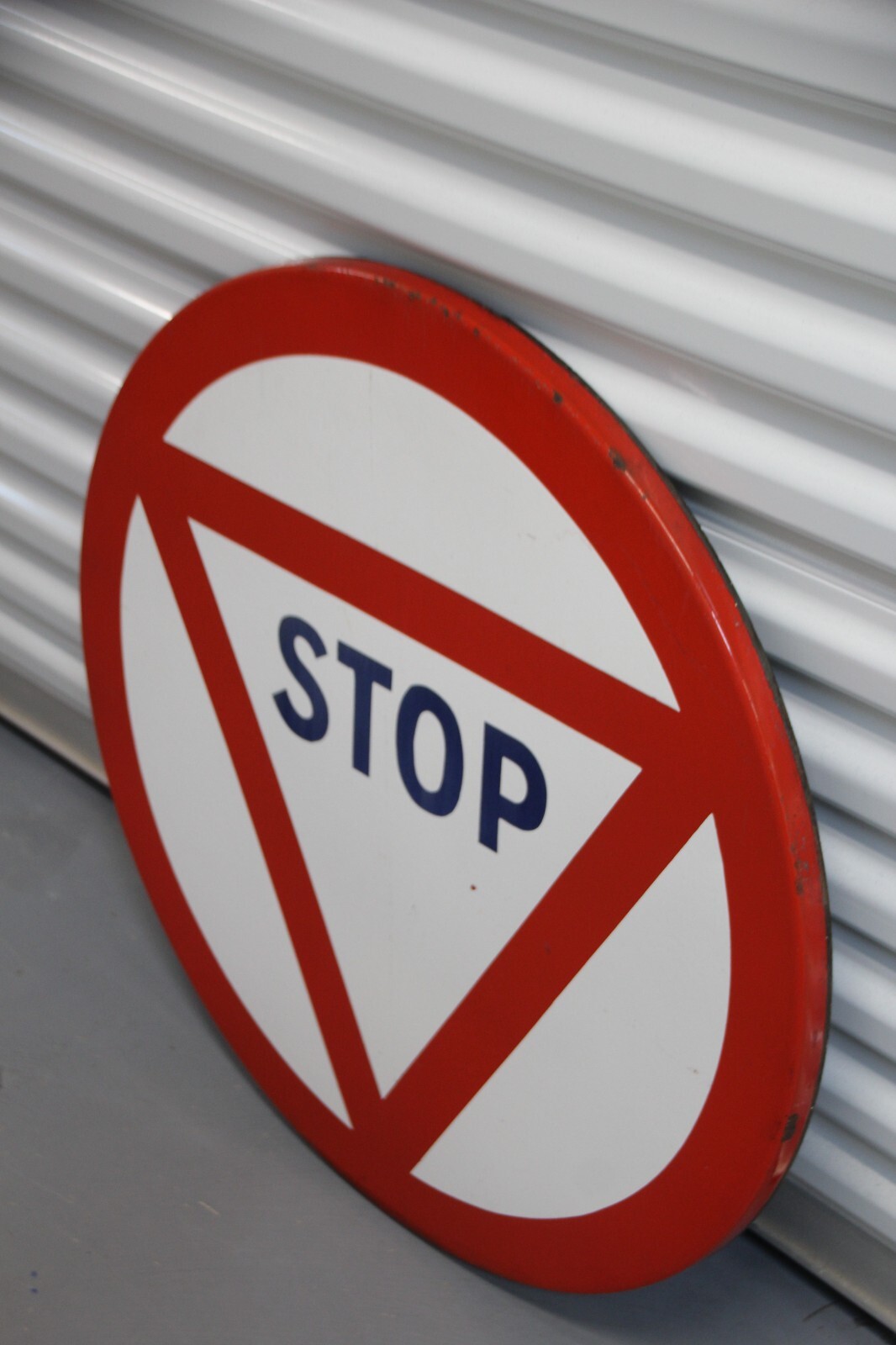 French Vintage Enamel Traffic Sign STOP Vintage Enamel Metal Stop Sign Road Sign